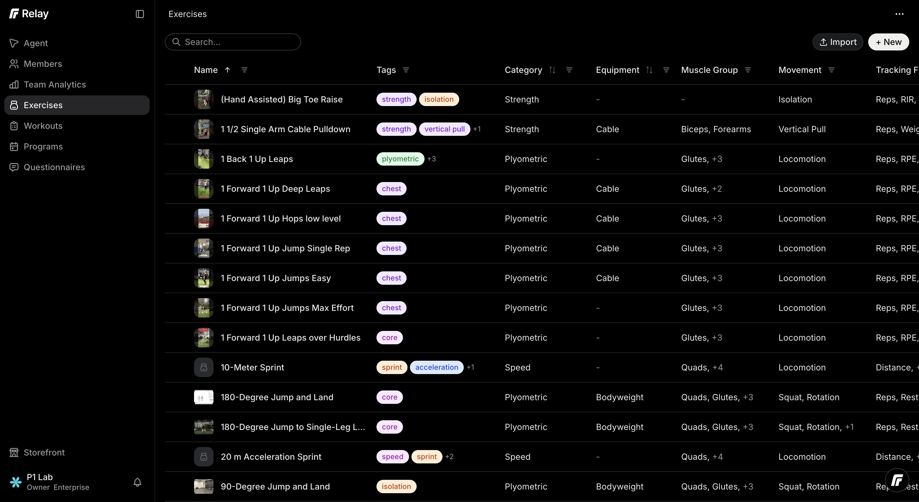 The Relay exercise library